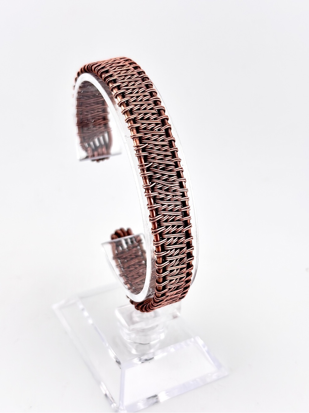 HANDMADE Antiqued Copper Wire Wrapped Cuff Bracelet, Artisan Jewelry Unisex Gift